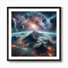 Space Landscape With Planets Art Print