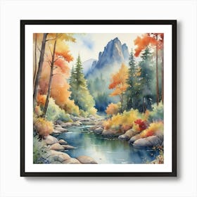 Yosemite River Painting Art Print