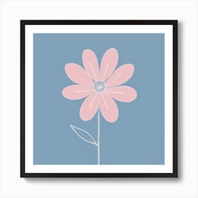 A White And Pink Flower In Minimalist Style Square Composition 601 Art Print