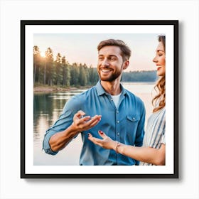 Happy Couple Holding Hands Art Print