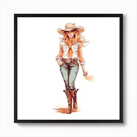 Full Body Cowgirl 3 Art Print