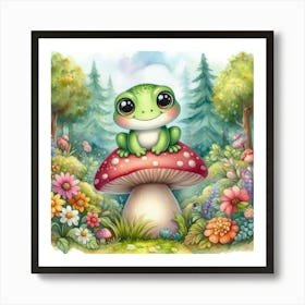 Frog On A Mushroom 1 Art Print