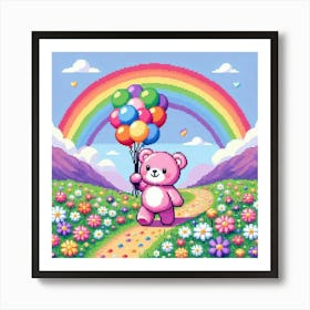 Teddy Bear With Balloons Art Print