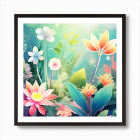 Fantasy flowers 1 Art Print