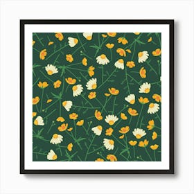 Chamomile and buttercup meadow Art Print