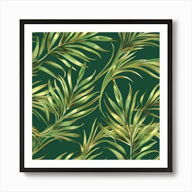 Seamless Pattern With Palm Leaves Art Print