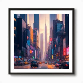 New York City At Dusk 1 Art Print