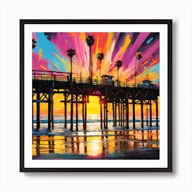 Pier of Radiance Over Santa Monica Beach Art Print