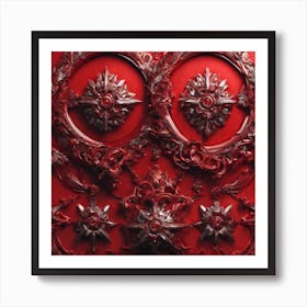 Ornate Red Wall Art Print