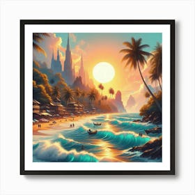 Sunset At The Beach 2 Art Print