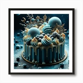 Blue Cake With Stars Art Print