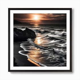 Sunset At The Beach 436 Art Print