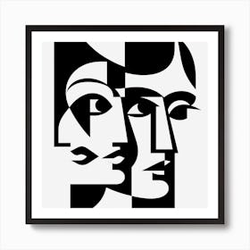 Abstract Portrait Of Two Women Art Print