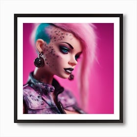 Punk Tattoo Mohawk Cool Girl Barbie Art Print