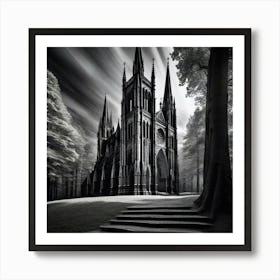 Black And White Church 1 Art Print