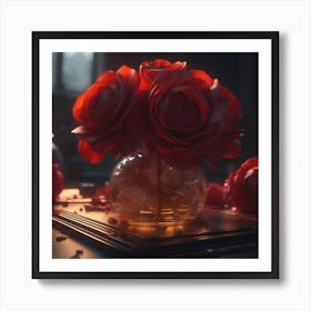 Roses In A Vase Art Print