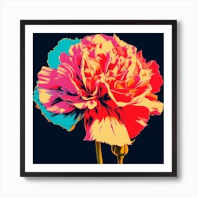 Andy Warhol Style Pop Art Flowers Carnation Dianthus 3 Square Art Print