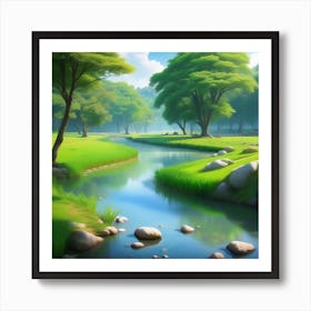 River In The Forest 16 Art Print