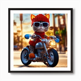 Photorealistic Crochet Cat Wall Art In Unreal Engine Style Art Print