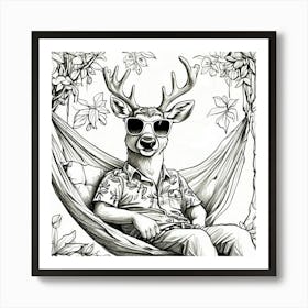 Deer In A Hammock 5 Art Print