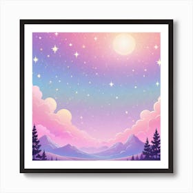 Sky With Twinkling Stars In Pastel Colors Square Composition 1 Art Print