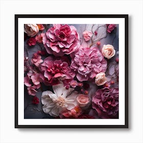 Flowers On A Dark Background Art Print