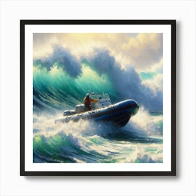 Boat In The Waves Art Print