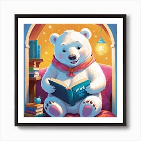 Polar Bear Reading A Book 1 Art Print