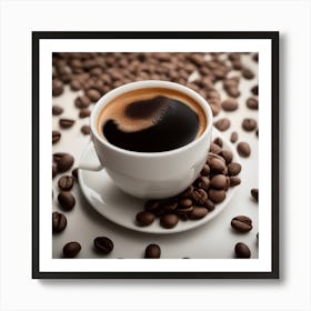 Coffee Cup With Coffee Beans 3 Art Print