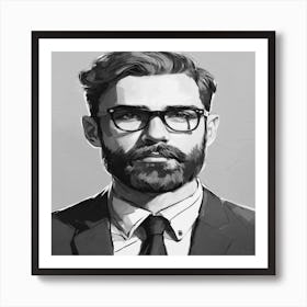 Portrait Of A Man With Glasses Art Print