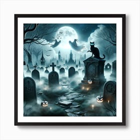 Halloween Cemetery Art Print