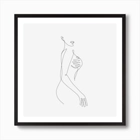 Line art nude woman Art Print