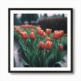 Tulips In The Rain Art Print