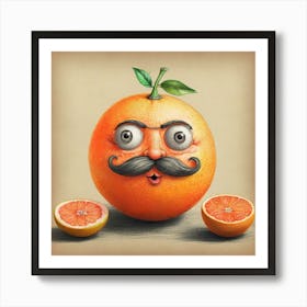 Orange With Mustache 12 Affiche