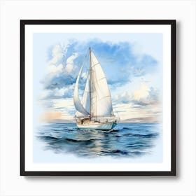 Sailing Boat On Calm Waters Art Print