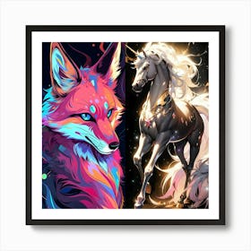 Unicorn And Fox Art Print