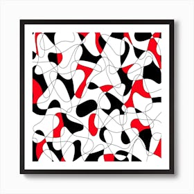 Abstract Red Black And White Pattern 1 Art Print