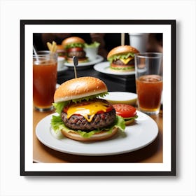 Hamburgers On A Plate 2 Art Print