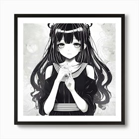 Anime Girl With Long Hair Art Print