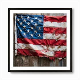 An Aging American Flag Crushed Lightly At The Corners Worn Yet Radiant Against The Passage Of Time (1) Art Print