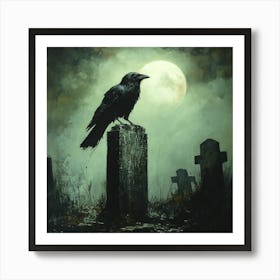 Raven in Cemetary Art Print