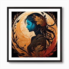 Moon And The Girl Art Print