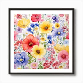 Watercolor Windflowers Garden 4 Art Print