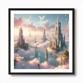 Fairytale City paintings art print Art Print