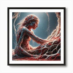 Woman With Bloody Hands Art Print