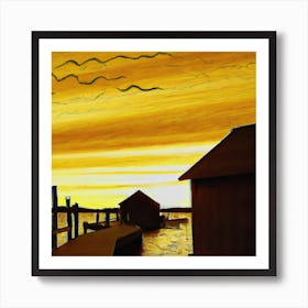 Sunset At The Docks Art Print