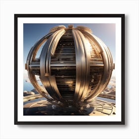 Imagine Earth Into Metallic Ball Space Station Art Print