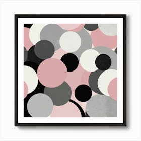 Default Pink Grey And Black Cotton Texture Abstract Circles Ar 1 Art Print