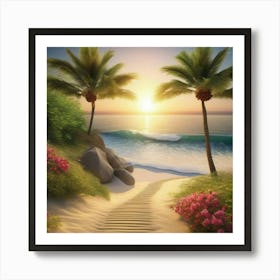 Sand And Palm Trees Art Print