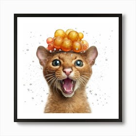 Orange Cat With Bubbles Art Print